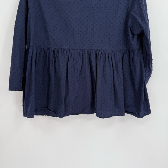 Pomander Place Tuckernuck Scarlett Top Womens Large Blue Swiss Dot Button down - Picture 8 of 10